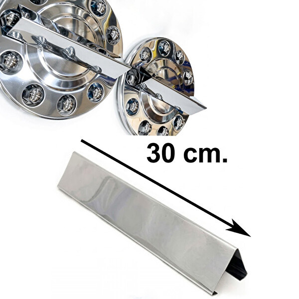 Mega Oto Market Universal Piramit Jant Kapağı Fırfırı 4'lü Set 30 CM Krom Metal Profil-Piramit Fırfır