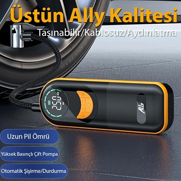 Ally ST-5520 Dijital Basınç Göstergeli Oto Lastik Şişirme Pompası Hava Kompresörü