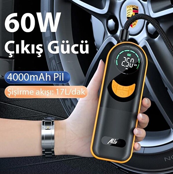Ally ST-5520 Dijital Basınç Göstergeli Oto Lastik Şişirme Pompası Hava Kompresörü