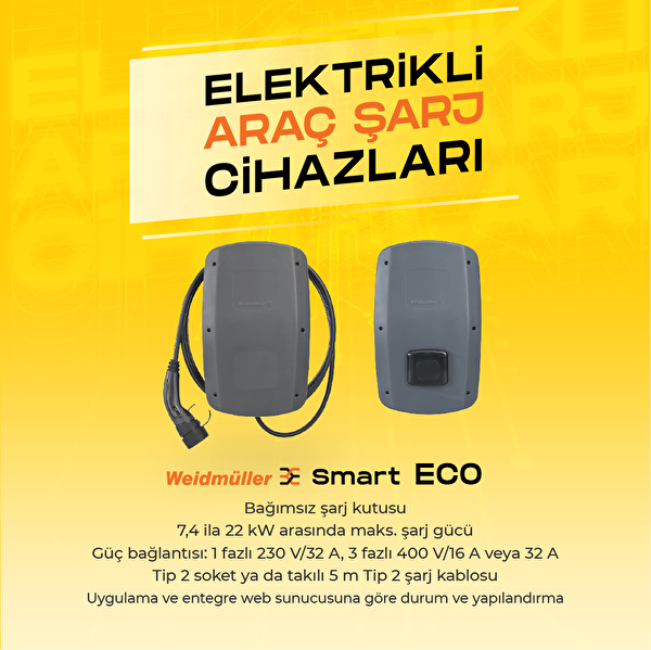 Weidmüller 2863080000 ECO 22kW 32A Soketli Elektrikli Araç Şarj İstasyonu