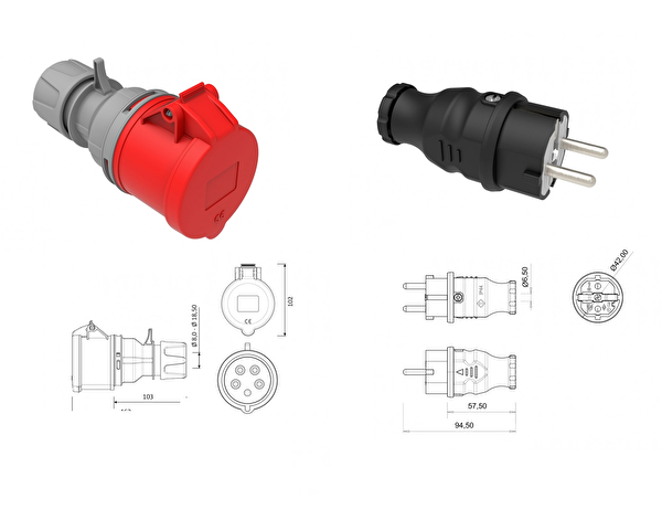 Sgstec Elektrikli Araç Şarj Cihazı Trifaze - Monofaze 5 Metre 16A Dönüştürücü Kablo