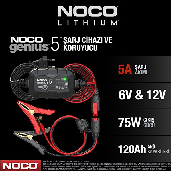 Noco Genius GENIUS5EU 6-12V 5 Amper Lityum Akü Takviye Cihazı - Eva Çanta