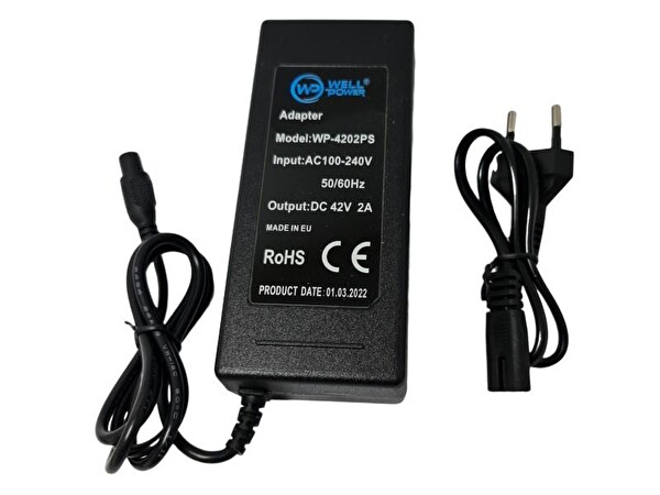WellPower 42 Volt 2 Amper 3 Pin Scooter Hoverboard Şarj Adaptörü