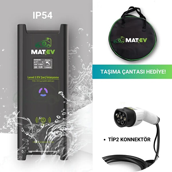 Matev Şarj MZ-AC-22kW-P-32A Taşınabilir Elektrikli Araç Şarj İstasyonu