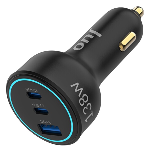Juo 138W 3 Portlu Type-C - USB-A Araç Şarj Aleti PD 3.0 QC 4.0 Hızlı Araç İçi Şarj Cihazı