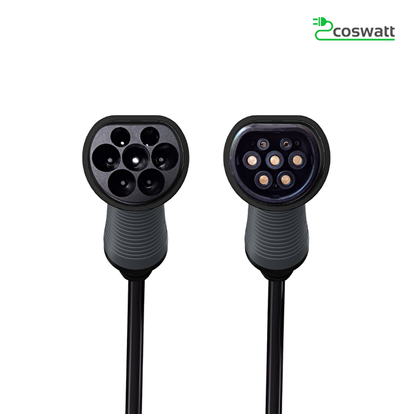 Coswatt Elektrikli Araba Tip-2 Şarj Kablosu 22 kW 32A 380V AC 5 Metre Kablo Çantalı