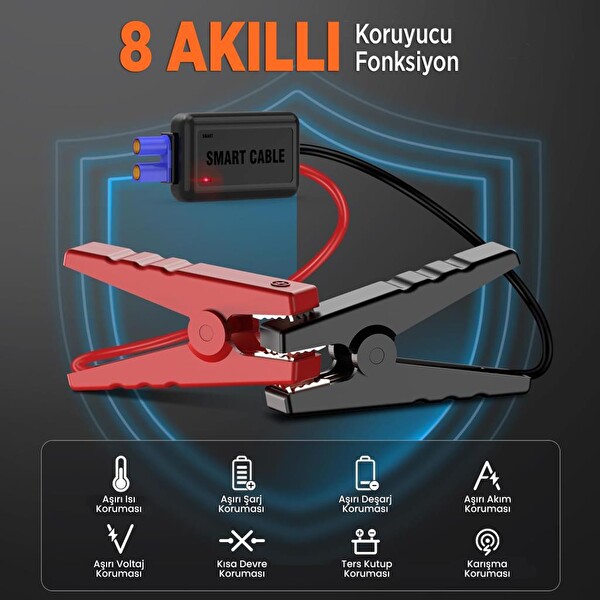Groove M01 15800 mAh 2000A Akü Takviye Cihazı Taşınabilir Jump Starter (Powerbank+Led Lamba+LCD Ekran)