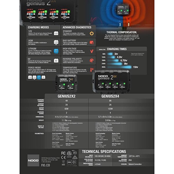 Noco Genius GENIUS2X2 6/12V 4 Amper Akü Şarj ve Bakım