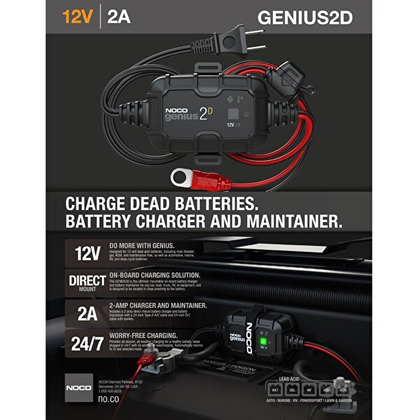 Noco Genius GENIUS2DEU 12V 2 Amper Akü Şarj ve Bakım