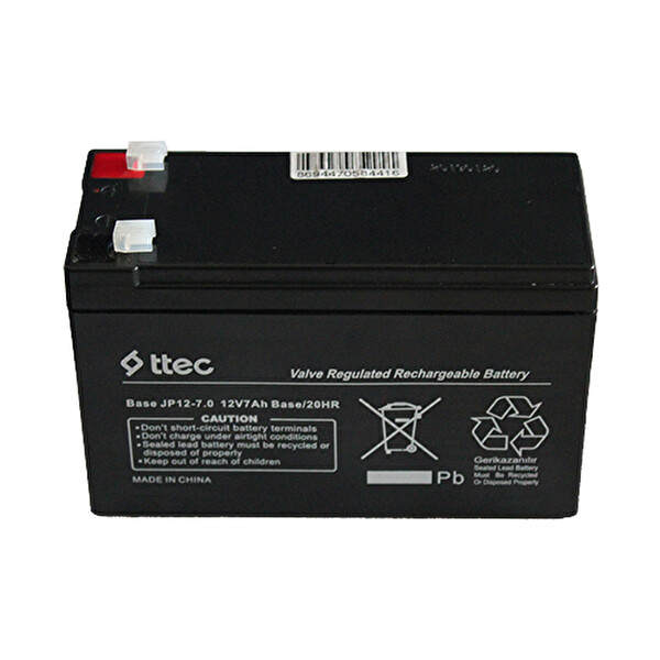 Ttec Base 12V 7Ah Bakımsız Kuru Akü (07/2024 Üretim)
