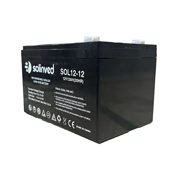 Solinved 12V 12Ah UPS ve Alarm Aküsü