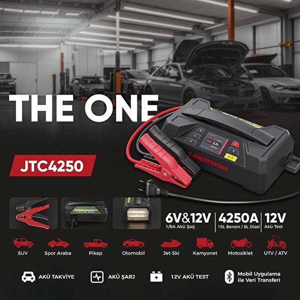 Lokithor JTC4250 12V/220V 4250 Amp LiFePO4 Akıllı Akü Test - Akü Takviye - Akü Şarj Cihazı