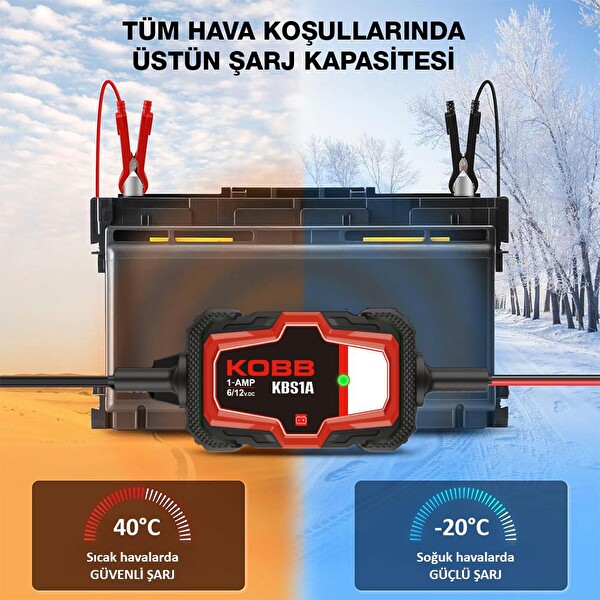 Kobb KBS1A 6V/12V 30Ah Akıllı Akü Şarj ve Akü Bakım Desülfatör