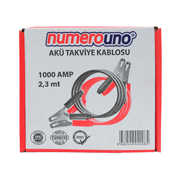 Numerouno 1000A 2.3 Metre 12V ve 24V Araçlar ile Uyumlu Akü Takviye Kablosu