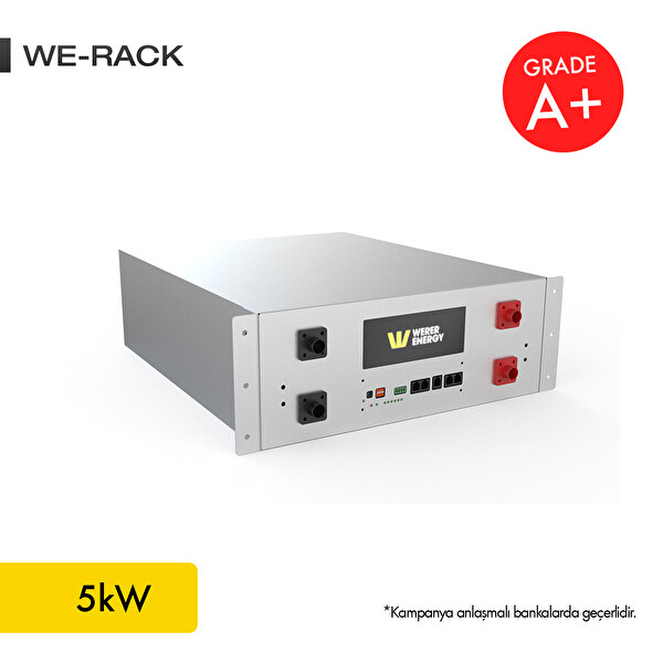 WERER ENERGY 51.2V 100Ah - 5kW LiFePO4 Rack Series Bluetooth'lu Lityum Demir Fosfat Akü