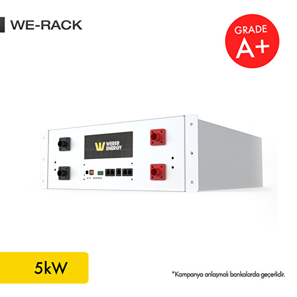 WERER ENERGY 51.2V 100Ah - 5kW LiFePO4 Rack Series Bluetooth'lu Lityum Demir Fosfat Akü