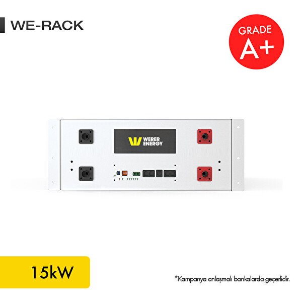 WERER ENERGY 51.2V 300Ah - 15kW LiFePO4 Rack Series Bluetooth'lu Lityum Demir Fosfat Akü