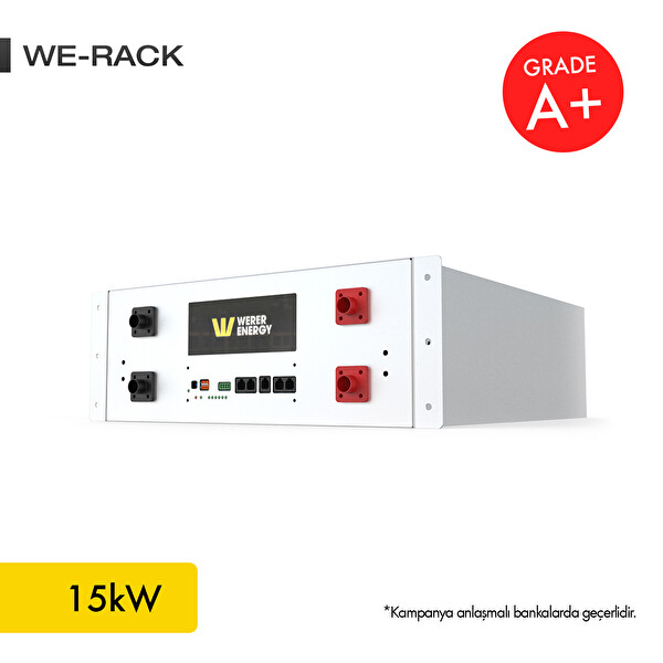 WERER ENERGY 51.2V 300Ah - 15kW LiFePO4 Rack Series Bluetooth'lu Lityum Demir Fosfat Akü