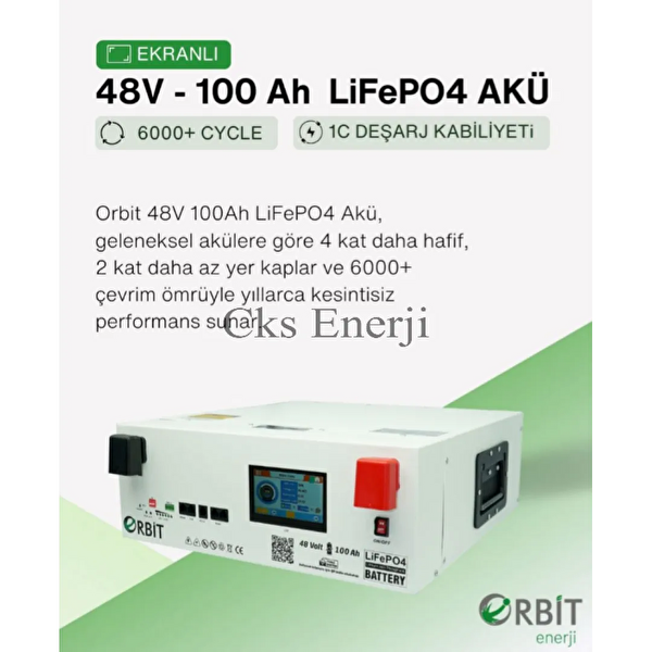 CKS Enerji 48V 100Ah Kasa Tipi Lityum Akü LiFePO4 Batarya Ekranlı