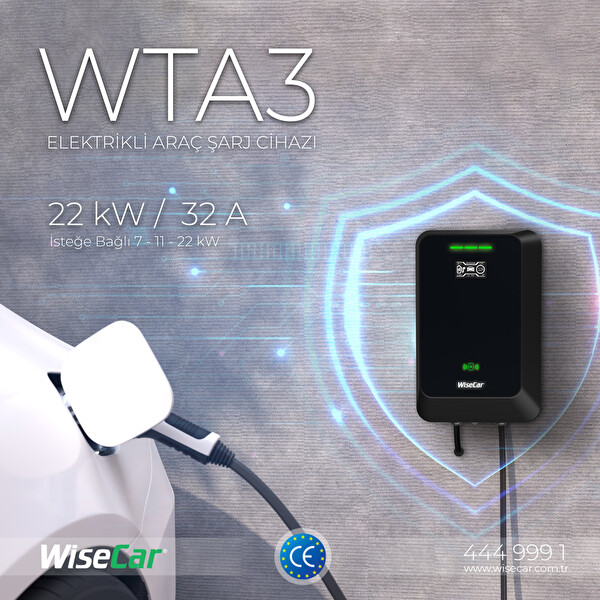 WiseCar WTA Yapay Zeka Destekli Akıllı Elektrikli Araç Şarj Cihazı - 22 kW Mobil Uygulama & WiseCar AI