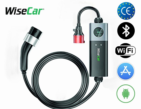WiseCar WTPS3 22 KW Taşınabilir Elektrikli Araç Şarj Cihazı Mobil Uygulamalı - Wifi - Bluetooth