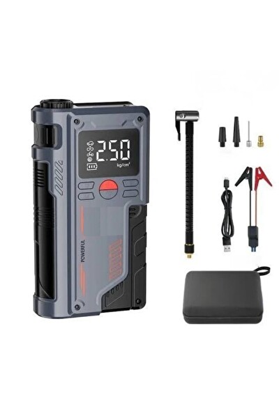 Başkenttekno CS70 Plus Akü Takviye Cihazı - 4'ü 1 Arada Powerbank Hava Kompresörü LCD Ekran 12.000 mAh