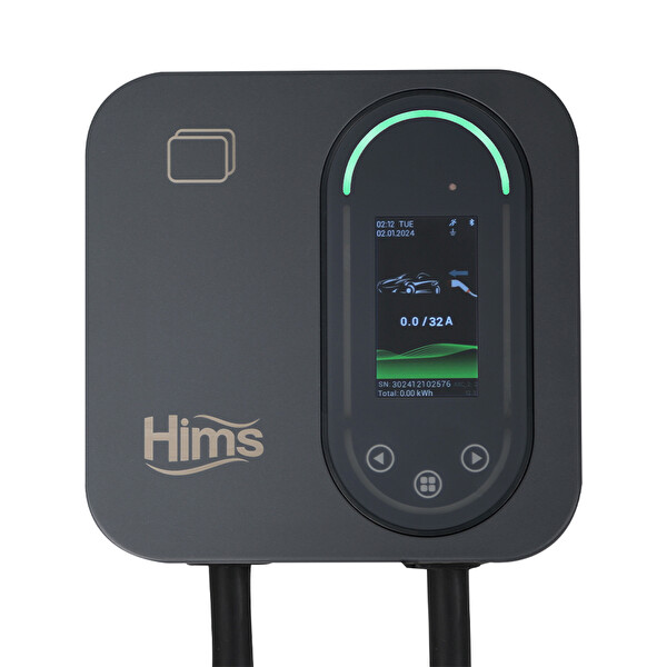 Hims HCDKS-22 Siyah 22 kW 5 M Kablolu Smart Elektrikli Araç Şarj İstasyonu