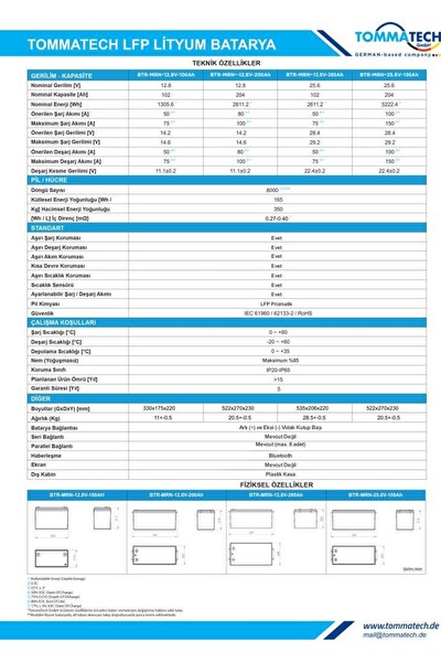 Tommatech LFP MRN1 Series 100AH 12.8V Small LV