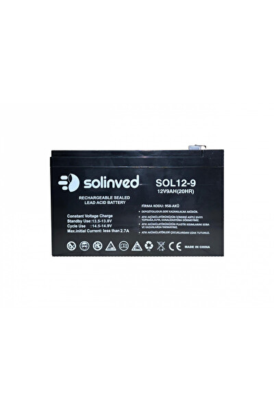 Solinved 9AH 12V Ups Ve Alarm Aküsü