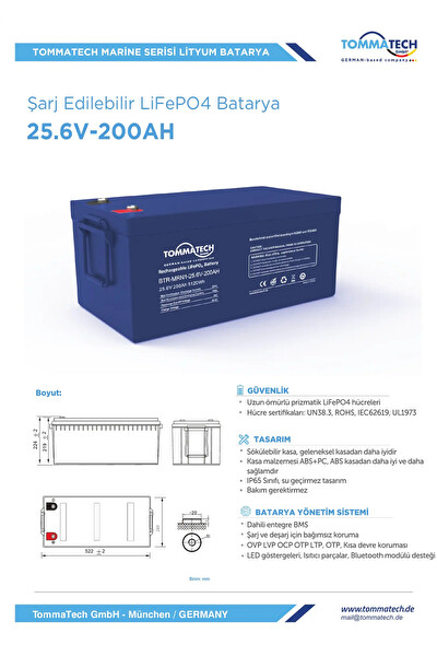 Tommatech LFP MRN1 Series 200AH 25.6V LV