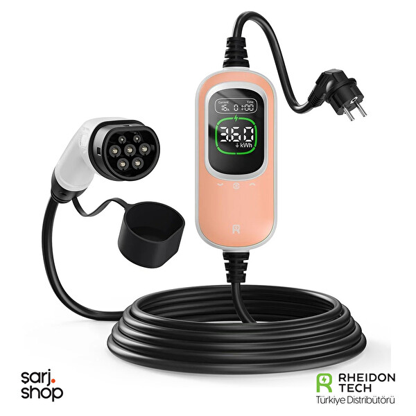 Rheidon Tech PC100-3K6 3.6kW Type 2 16A Ayarlanabilir IP65 Taşınabilir Elektrikli Araç Şarj Cihazı