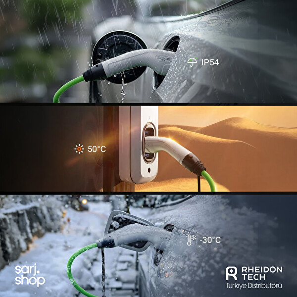 Rheidon Tech CC268-22kW Type 2 3 Faz 32A 6M IP54 EV Charging Cable Elektrikli Araç Şarj Kablosu