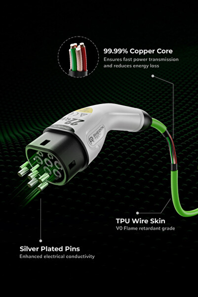 Rheidon Tech CC268-22kW Type 2 3 Faz 32A 6M IP54 EV Charging Cable Elektrikli Araç Şarj Kablosu