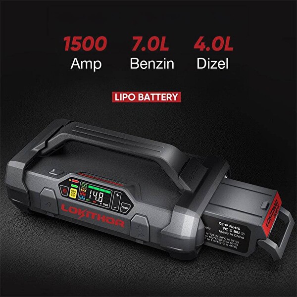 Lokithor LIPO 14.8Volt Li-Polimer 1500A Takviye Gücü APARTX ile Uyumlu Yedek Akü