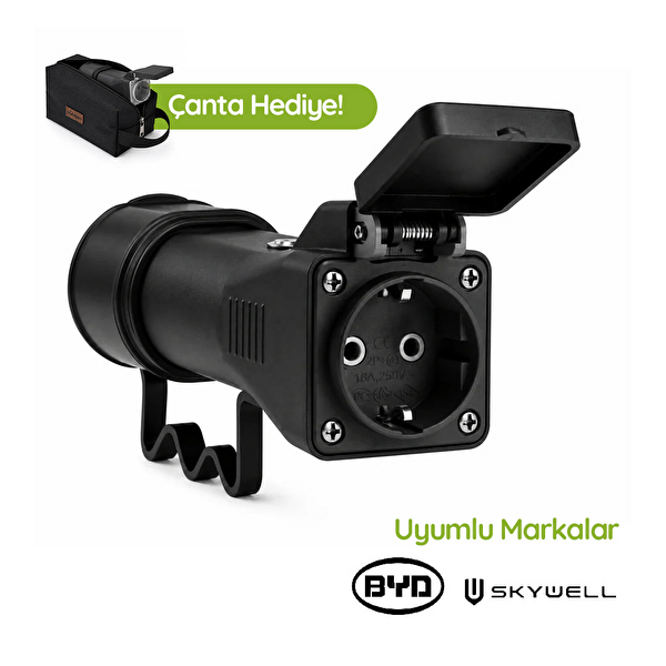 Plugen Tek Çıkışlı V2L BYD Skywell Uyumlu Schuko Çıkış 3.6 kW Adaptör