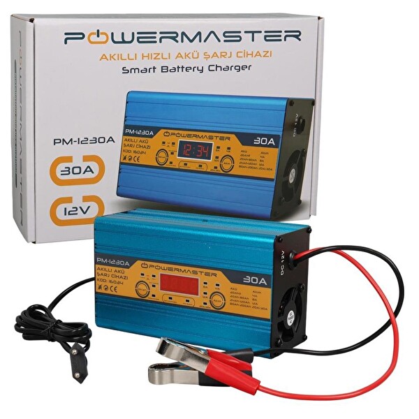 Powermaster PM-1230A 12Volt Max 30Amper Kuru-Asit-Jel Akü Şarj Cihazı