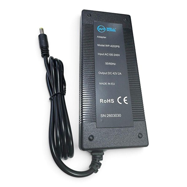 WellPower WP-4202PS 42 Volt 2 Amper 5.5x2.5 MM Jak Fişli Scooter Şarj Adaptörü