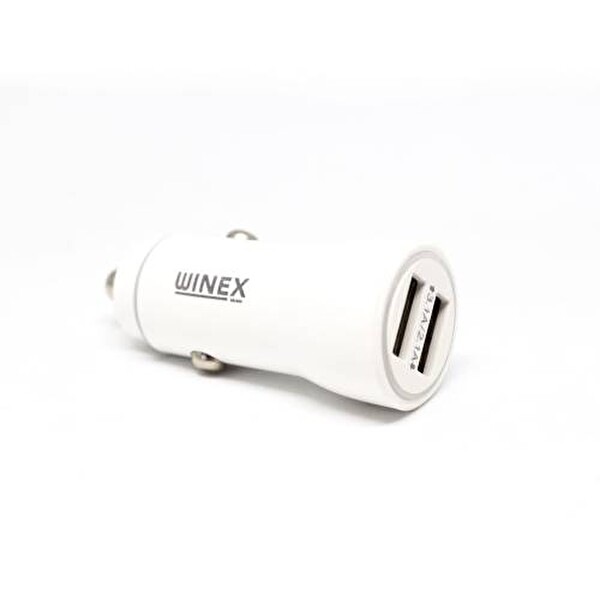 Winex W001 USB A Çift Çıkışlı 3.1A Beyaz Araç Şarj Aleti