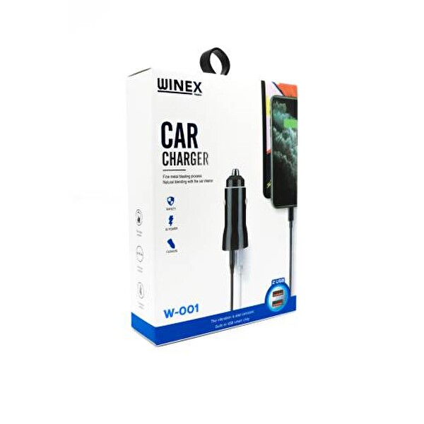 Winex W001 USB A Çift Çıkışlı 3.1A Beyaz Araç Şarj Aleti