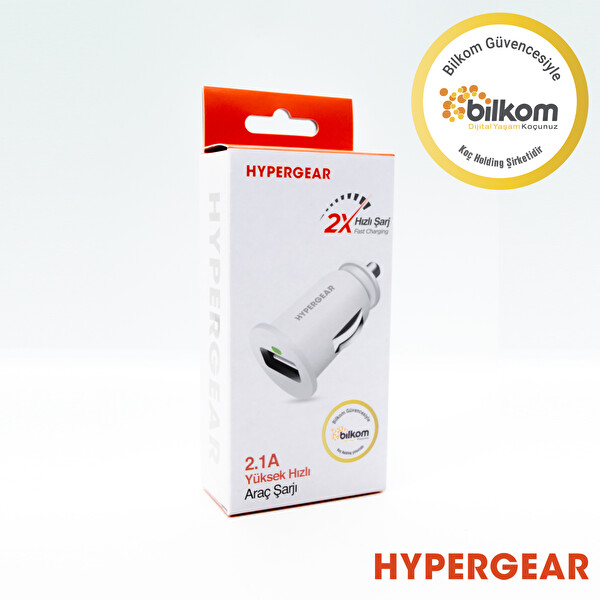 HyperGear 2.1A 2x Hızlı Araç Şarj Aleti + Beyaz Micro Kablo