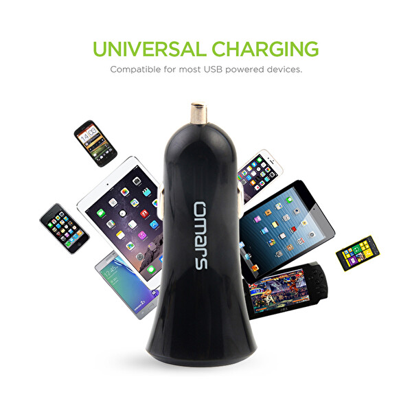 Omars 3.4A 17W Çift Usb Çıkışlı Araç İçi Şarj Cihazı
