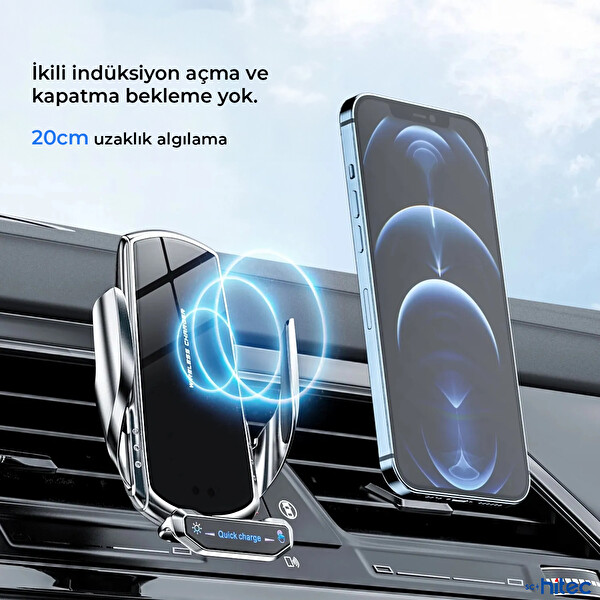 ScHitec Q9 15 W Sensörlü Araç İçi Kablosuz Hızlı Şarj Aleti ve Telefon Tutucu