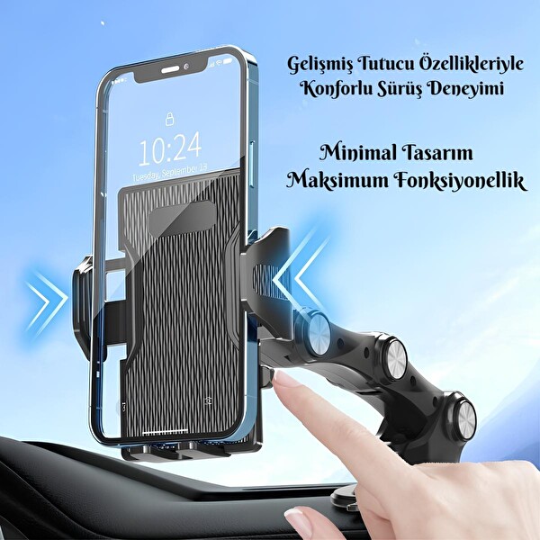 Cosmostech Ayarlanabilir Vantuzlu Premium Araç İçi Telefon Tutucu