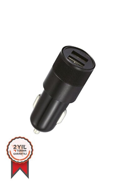 Torima C3 Tüm Araçlara Uyumlu Araba Çakmaklık Çift USB Girişli Siyah Oto Şarj Aleti Soketi