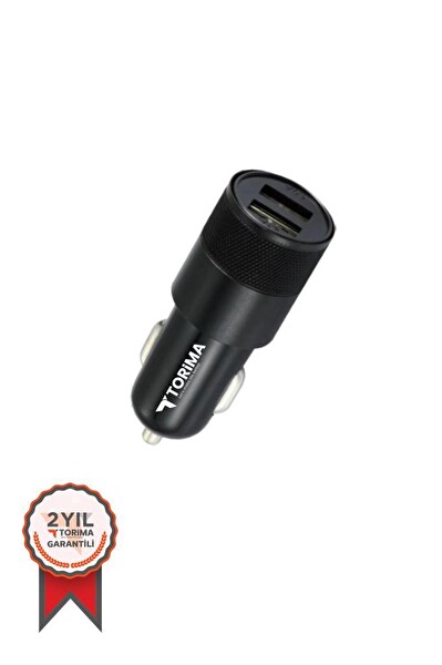 Torima C3 Micro Tüm Araçlara Uyumlu Araba Çakmaklık Çift USB Girişli Siyah Oto Şarj Aleti Soketi