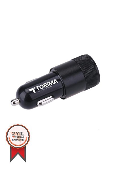 Torima C3 Micro Tüm Araçlara Uyumlu Araba Çakmaklık Çift USB Girişli Siyah Oto Şarj Aleti Soketi