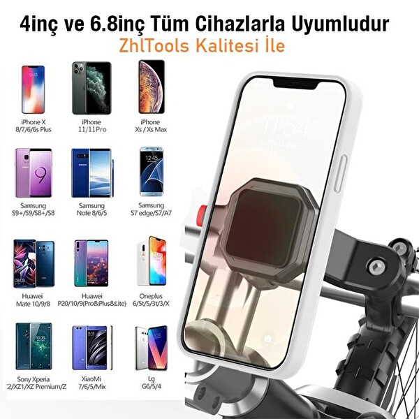 ZHL Tools 146A 360 Derece Dönebilen Bisiklet Gidonu Telefon Tutucu Stand