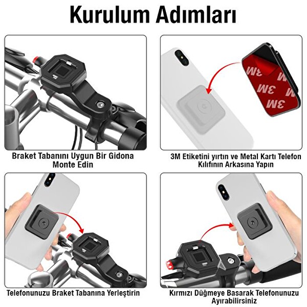 ZHL Tools 146A 360 Derece Dönebilen Bisiklet Gidonu Telefon Tutucu Stand