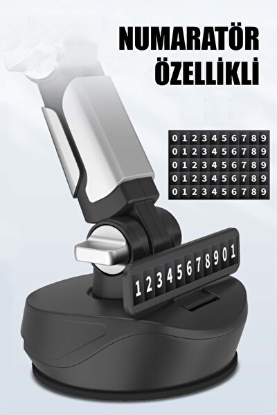 Mega Oto Market Vantuzlu Ayarlanabilir Numaratörlü Telefon Tutucu