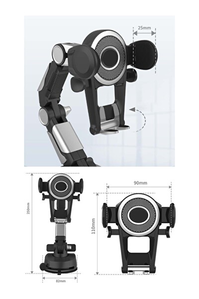 Mega Oto Market Vantuzlu Ayarlanabilir Numaratörlü Telefon Tutucu